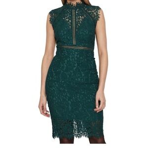Bardot forest green lace dress